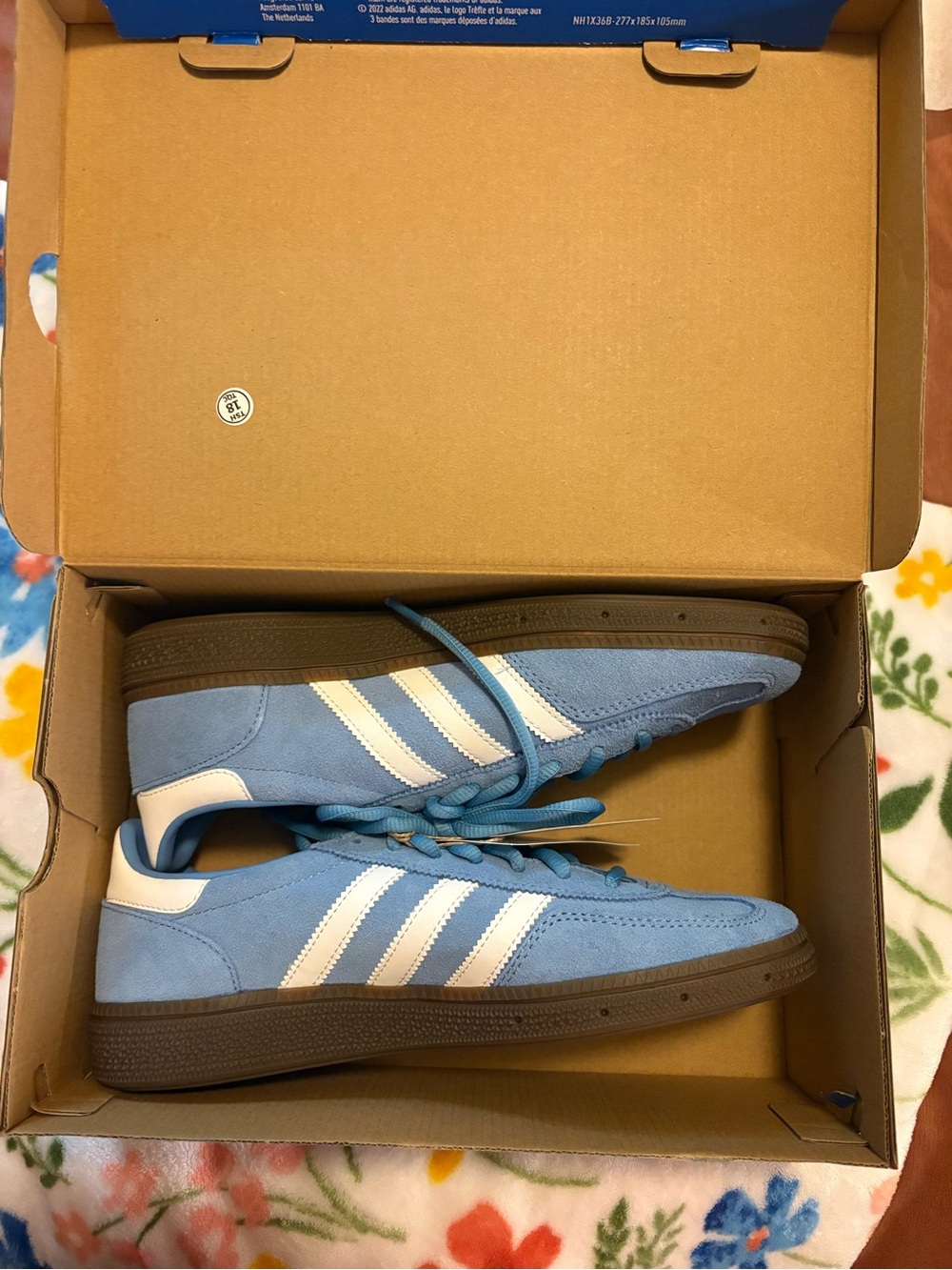 adidas Sky Blue Suede Sneakers with White Stripes - Picture 2 of 4